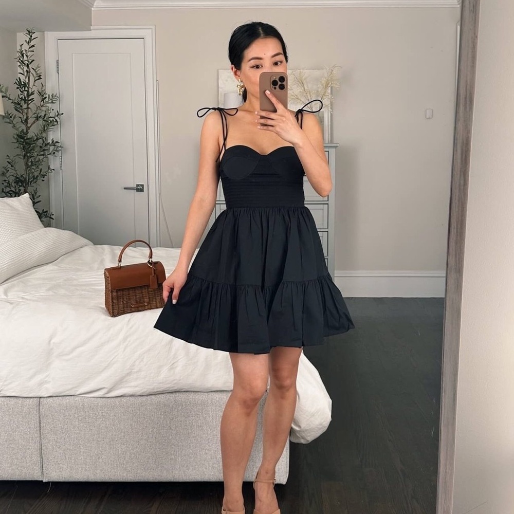 STAUD Landry Black Mini Dress S - Picture 3 of 6
